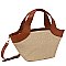 Straw Top Handle Satchel Tote Bag