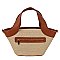 Straw Top Handle Satchel Tote Bag