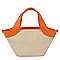 Straw Top Handle Satchel Tote Bag