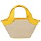Straw Top Handle Satchel Tote Bag