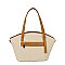 Straw Frong Pocket Satchel Tote Bag