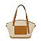 Straw Frong Pocket Satchel Tote Bag