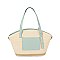 Straw Frong Pocket Satchel Tote Bag