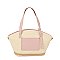 Straw Frong Pocket Satchel Tote Bag