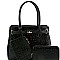 3 IN 1 OSTRICH PRINT SATCHEL WALLET SET