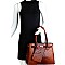 3 IN 1 OSTRICH PRINT SATCHEL WALLET SET
