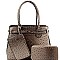 3 IN 1 OSTRICH PRINT SATCHEL WALLET SET
