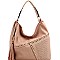 Fashionable Tassel Accent Studded Laser-Cut Detail Hobo MH-LQF009