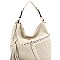 Fashionable Tassel Accent Studded Laser-Cut Detail Hobo MH-LQF009