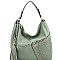 Fashionable Tassel Accent Studded Laser-Cut Detail Hobo MH-LQF009