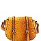 Ostrich Embossed Buckled Shoulder Bag