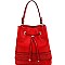 Chic Braid Accent Drawstring 2-Way Bucket Hobo