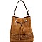 Chic Braid Accent Drawstring 2-Way Bucket Hobo