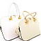 LR066-LP Braided Strap Saffiano 2 in 1 Twin Dome Satchel SET