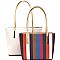 [S]LS1241-LP Multi-colored Stripe Inner Bag 2 in 1 Tote SET