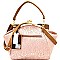 Bow Accent Mixed-Material Kiss-Lock Satchel