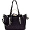 Jewel-Top Satchel Mixed-Material 2 in 1 Tote MH-LS7092