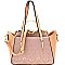 Jewel-Top Satchel Mixed-Material 2 in 1 Tote MH-LS7092