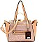 Jewel-Top Satchel Mixed-Material 2 in 1 Tote MH-LS7092