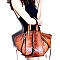 LSD003O-LP Zipper Accent Ostrich Embossed 2-Way Satchel