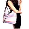 LSD006-LP Tassel Accent Color Block Stripe Embossed Hobo