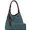 Braided Canvas 2-Way Hobo and Long Wallet Set