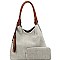 Braided Canvas 2-Way Hobo and Long Wallet Set