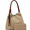 Braided Canvas 2-Way Hobo and Long Wallet Set