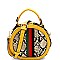 STRIPED SNAKE PRINT ROUND SATCHEL