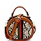 STRIPED SNAKE PRINT ROUND SATCHEL