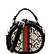 STRIPED SNAKE PRINT ROUND SATCHEL