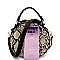 STRIPED SNAKE PRINT ROUND SATCHEL