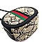 STRIPED SNAKE PRINT ROUND SATCHEL