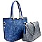 LW1344-LP Hardware Accent Textured 2 in 1 Tote