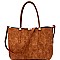 LW1344-LP Hardware Accent Textured 2 in 1 Tote
