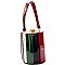 LW1395-LP Color Block Jewel-Top Barrel-Shaped Medium Satchel