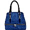 LW1402-LP Zipper Accent Textured 3 Compartment Satchel