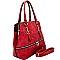 LW1402-LP Zipper Accent Textured 3 Compartment Satchel