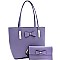 Bow Accent 2 in 1 Shopper Tote Wristlet SET