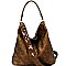 LY090-LP Flower Embroidered Velvet Reversible 2-Way Hobo