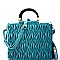 [S]LY0911W-LP Handle Accent Quilted Velvet Satchel Wallet SET