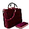 [S]LY0911W-LP Handle Accent Quilted Velvet Satchel Wallet SET