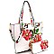 Flower Butterfly Print Patent 2-Way Tote Wallet SET MH-LY0952W