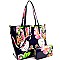 Flower Butterfly Print Patent 2-Way Tote Wallet SET MH-LY0952W