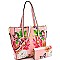 Flower Butterfly Print Patent 2-Way Tote Wallet SET MH-LY0952W