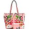 Flower Butterfly Print Patent 2-Way Tote Wallet SET MH-LY0952W