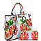 2 IN 1 FLOWER BUTTERFLY PRINT SATCHEL WALLET SET