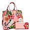 2 IN 1 FLOWER BUTTERFLY PRINT SATCHEL WALLET SET