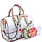 Stylish Floral Print Patent 2-Way Boston Satchel Wallet Set MH-LY0972W