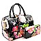 Stylish Floral Print Patent 2-Way Boston Satchel Wallet Set MH-LY0972W